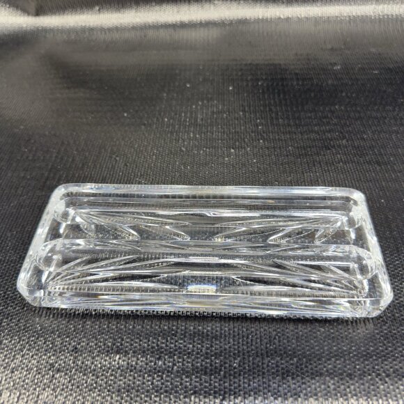 Vintage Waterford Lyndon Clear Crystal Glass Pencil Pen Tray Holder Signed Decor - Picture 10 of 13